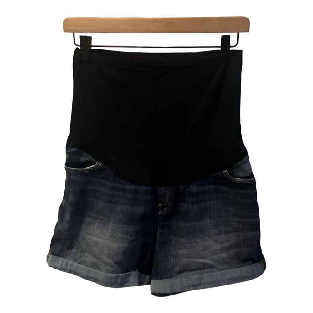 Liz Lange‎ Maternity Denim Shorts Over Belly Panel Stretch Blue Jean Size Small